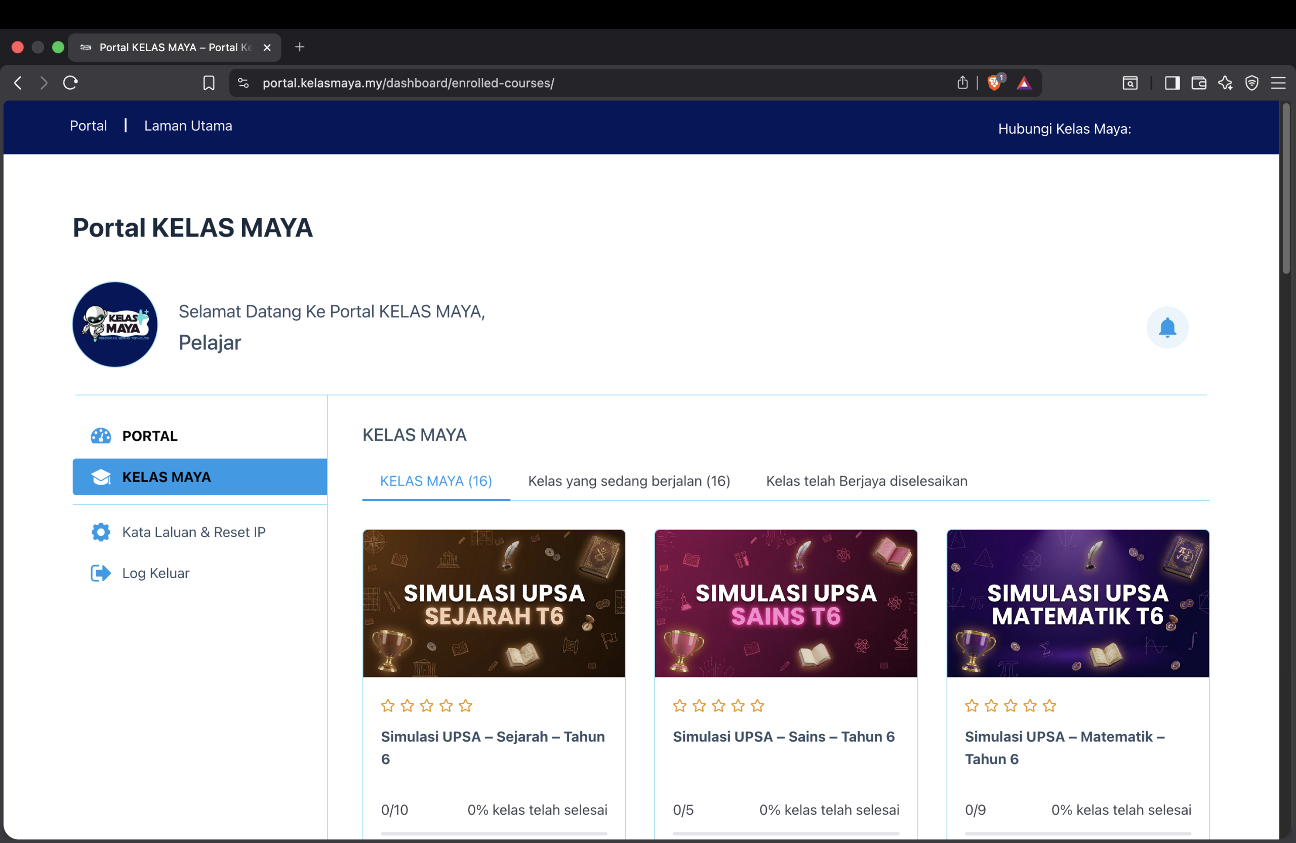 Dashboard Pelajar