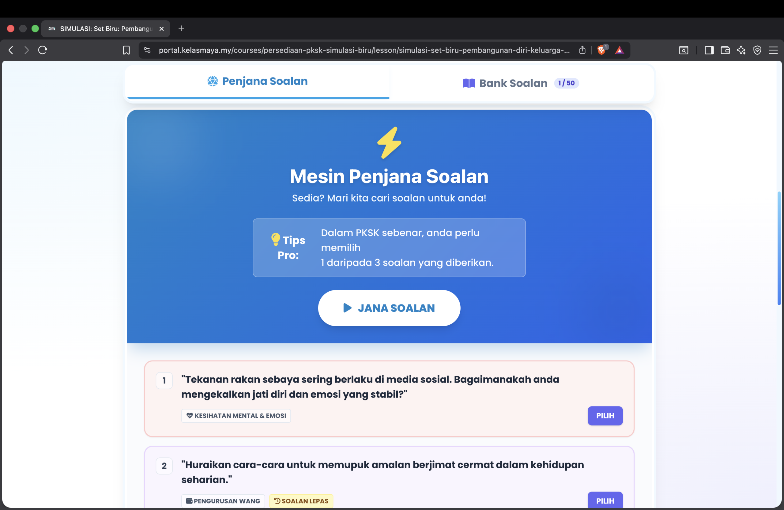 Simulasi Bahagian C